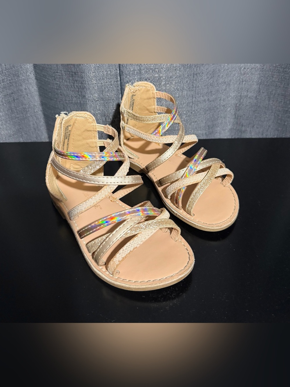 Cat & Jack Girls' Nude Sandals with Holographic Straps